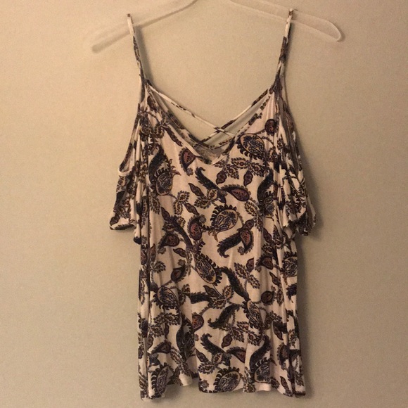 Paisley Cold Shoulder Tank Top - Picture 1 of 5